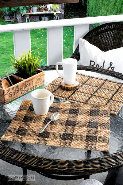 Buffalo Check and Plaid Shirt stenciled placemats | Funky Junk's Old Sign Stencils