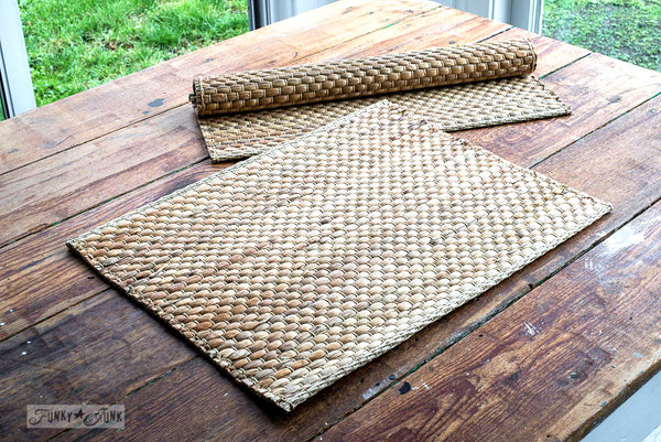Stencil these plain rattan placemats from Ikea
