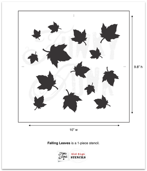 Falling Leaves by Funky Junk's Old Sign Stencils. This random fall leaves pattern stencil is styled after swirling wind blown leaves, instantly putting you in the mood to light the fire, get cozy under a blanket and serve-up the apple cider! Use as a pattern or individually. Perfect for pillow covers, trays, placemats, etc.