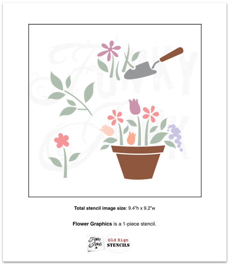 pot plant stencil Flower Graphics stencil by Funky Junk's Old Sign Stencils