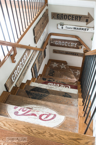 Make reclaimed wood farmhouse GROCERY signs with Funky Junk's Old Sign Stencils