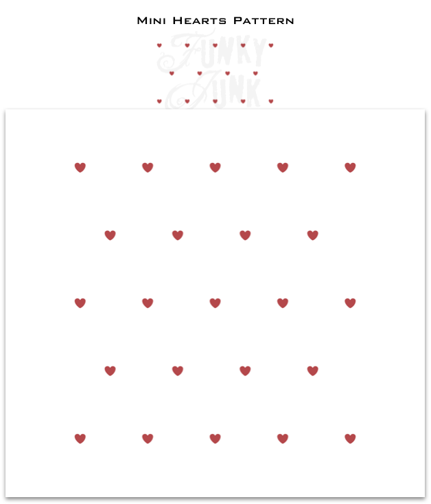 Mini Hearts Pattern stencil by Funky Junk's Old Sign Stencils offers the perfect heart-shaped 9" x 9" stencil pattern for Valentine's Day projects! The small, rounded hearts resembling cinnamon heart candies are spaced to offer a subtle effect.  