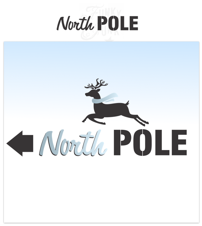 North Pole is a Christmas-Winter themed sign stencil that is mixed with a hand-written script alongside bold for punch! It's perfect for the Santa lover. Scaled to work with our other Winter Directional Signs so you can create a custom whimsical directional sign with ease!