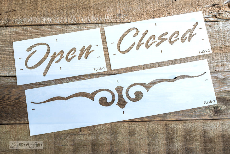 Open-Closed stencils by Funky Junk's Old Sign Stencils