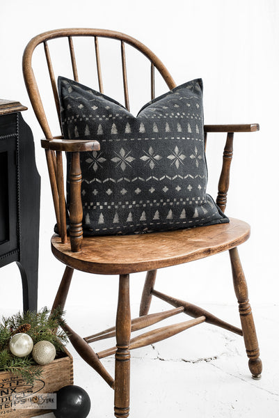Snowflake Christmas Sweater stencil by Funky Junk's Old Sign Stencils is a repeating Christmas pattern stencil that resembles a real sweater! Images include snowflakes, Christmas trees and various stitch images. Perfectly sized to create cozy Christmas pillows, stencil furniture, or add patterns to other stencils.