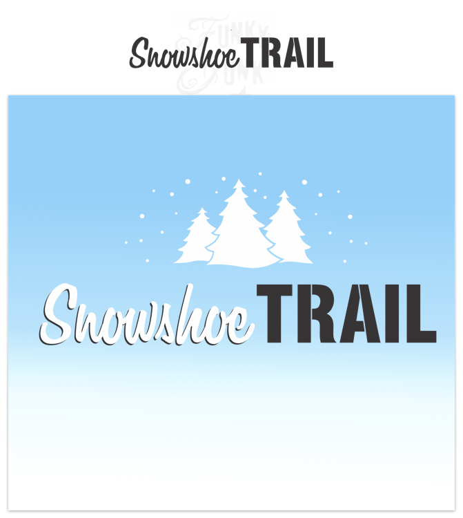Snowshoe Trail is a Christmas-Winter themed stencil that is mixed with a hand-written script alongside bold for punch! It is scaled to work with our other Winter Directional Signs so you can create a whimsical directional sign with ease! Trim them up with Winter Graphics to achieve the full, snowy effect!