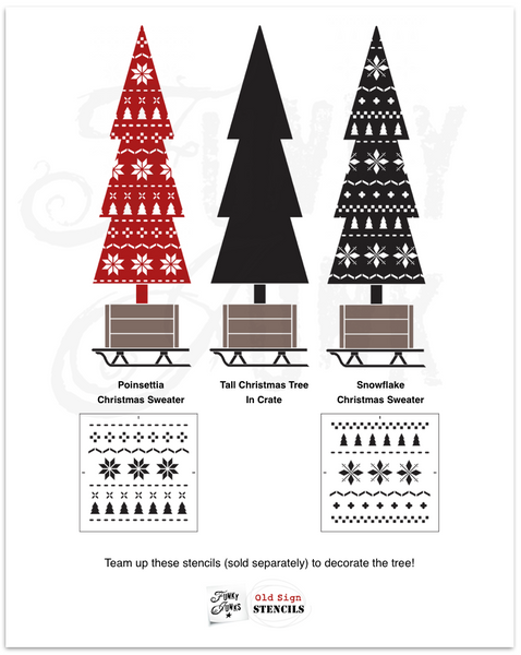Snowflake Christmas Sweater stencil by Funky Junk's Old Sign Stencils is a repeating Christmas pattern stencil that resembles a real sweater! Images include snowflakes, Christmas trees and various stitch images. Perfectly sized to create cozy Christmas pillows, stencil furniture, or add patterns to other stencils.