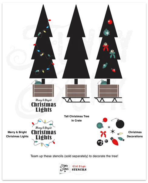 The Christmas Decorations stencil is a charming Christmas ornament stencil kit filled with 3 sizes of Christmas lights, 3 sizes of Christmas ornaments, 2 twinkle stars, a Christmas bow and 2 sizes of sleigh bells. It's the perfect companion to add festive Christmas decorations to your other stencil projects!