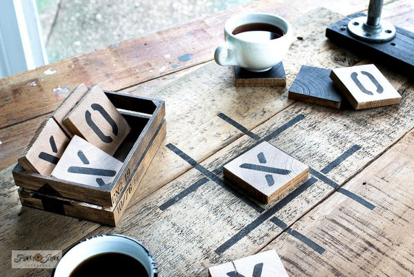 Tic Tac Toe stencil by Funky Junk's Old Sign Stencils is a 10" x 10" 1-piece stencil designed with a grid, X, O, and a heart. Perfect to design an all-season board game or to create the perfect whimsical Valentine's Day project take!