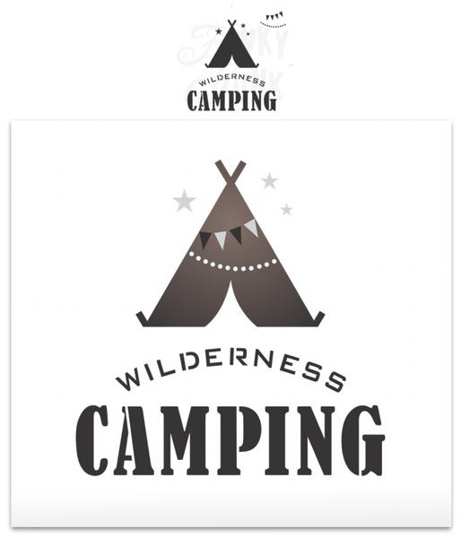 Wilderness Camping by Funky Junk's Old Sign Stencils is a high quality reusable camping stencil that celebrates your summer vacation home away from home! Comes with text, pop up tent, night stars, along with banner and string light graphics to decorate the tent with.