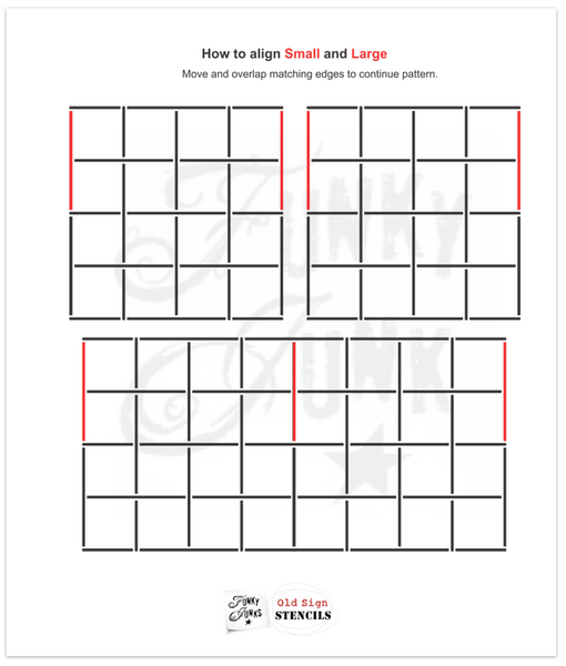 Windowpane Check pattern stencils by Funky Junk's Old Sign Stencils are repeating plaid pattern stencils that offer a crisp, clean and easy way to achieve this timeless plaid look! Offered in 3 different grid sizes, perfect for both smaller or larger projects.