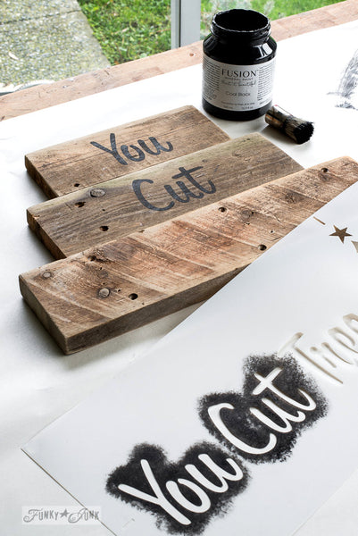 You Cut Tree Farm with Funky Junk's Old Sign Stencils. Paint professional looking Christmas tree signs onto reclaimed wood in minutes with this festive stencil! Christmas tree graphic is included.