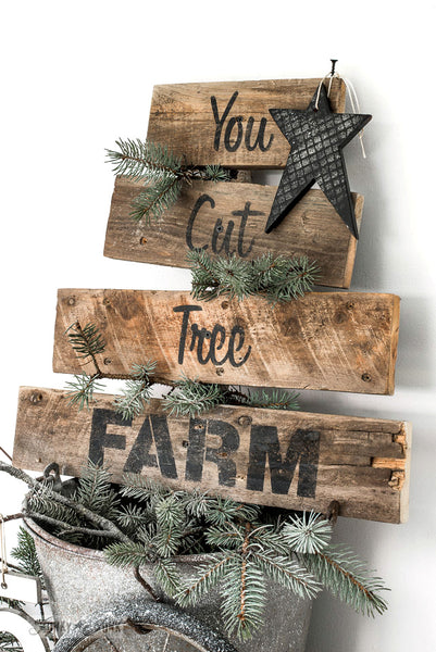 You Cut Tree Farm with Funky Junk's Old Sign Stencils. Paint professional looking Christmas tree signs onto reclaimed wood in minutes with this festive stencil! Christmas tree graphic is included.