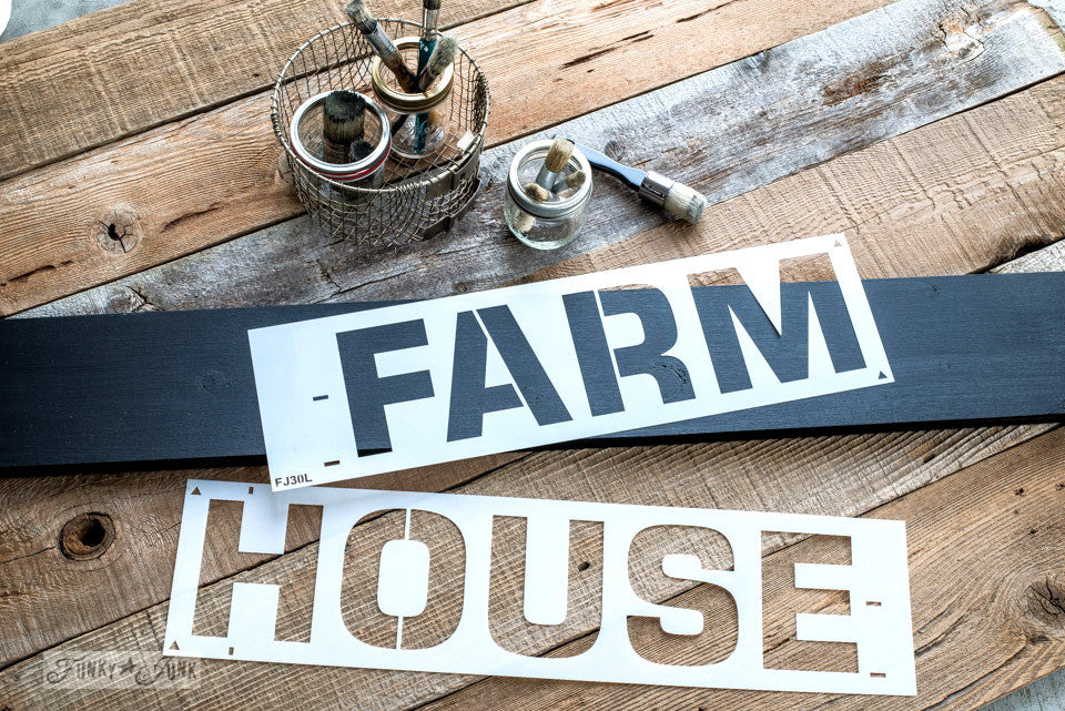 FARMHOUSE by Funky Junk's Old Sign Stencils are bold, clean and timeless stencils, offering an instant way to achieve a warm and inviting vintage farmhouse vibe to your home decorating sign projects! Avail in small and large.