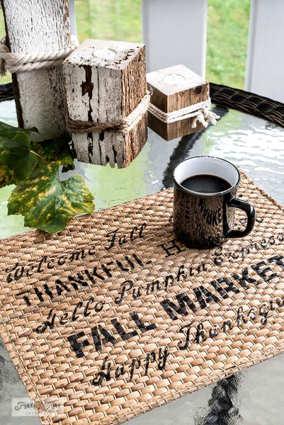 Fall Greetings by Funky Junk's Old Sign Stencils offers the perfect fall sayings all on one stencil! Designed with a fun mix of fonts, this stencil is perfect for enhancing any fall project. Includes: Welcome Fall, Gather, Thankful, Harvest, Hello Pumpkin, Pumpkin Express, Fall Market, Happy Thanksgiving. 2 sizes.